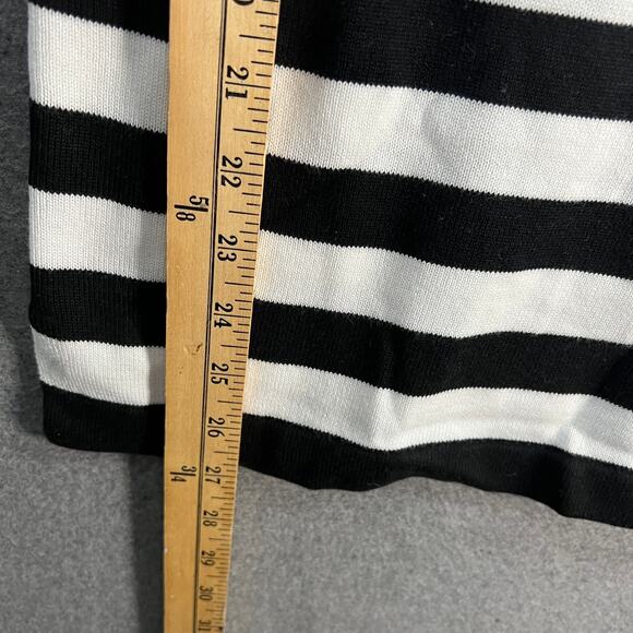 Belle by Kim Gravel Nautical Striped 3/4 Sleeve Sweater Black/White, XX-Small - Picture 4 of 8